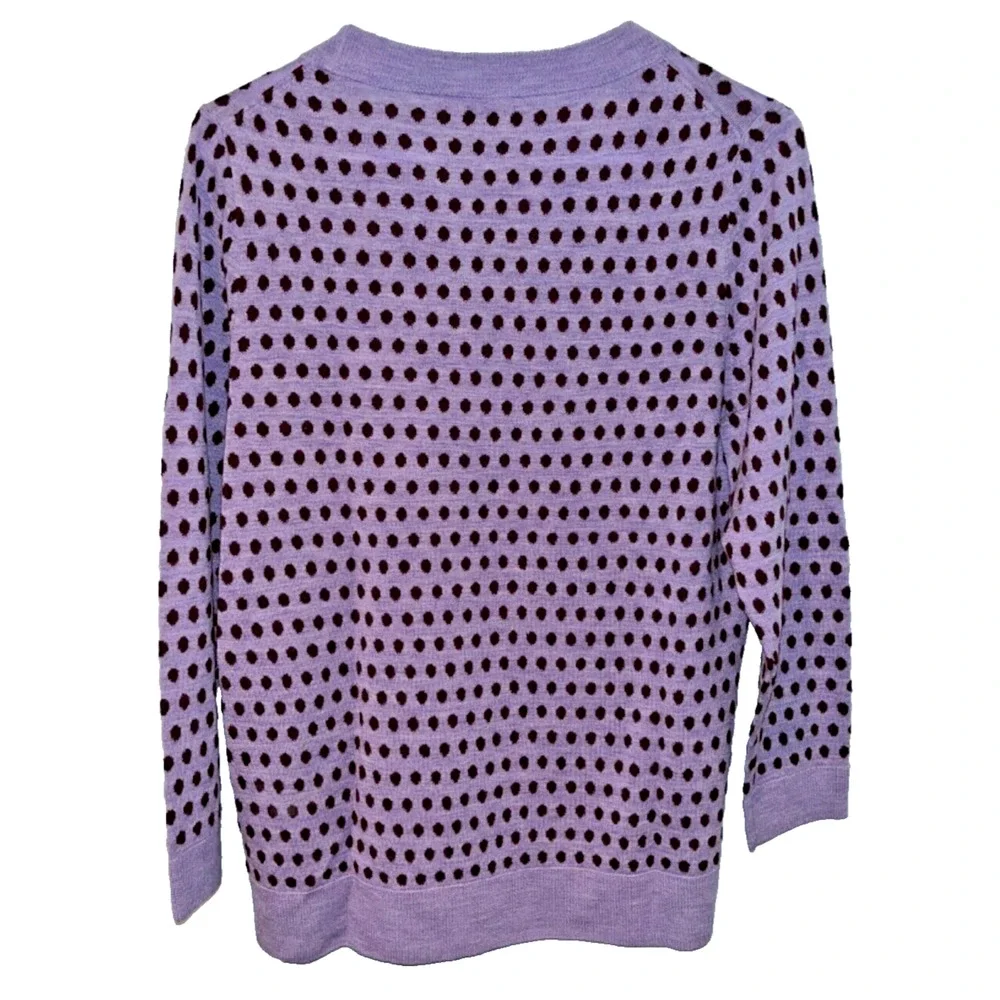 J Crew Tippi Sweater in Jacquard Dot in French Purple Cabernet Sz. L EUC - Picture 5 of 7
